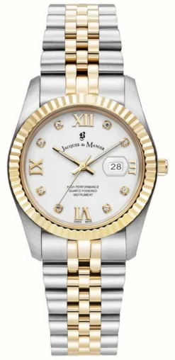 Jacques Du Manoir Inspiration Roman II | 34mm | White Dial | Two Tone Steel Bracelet