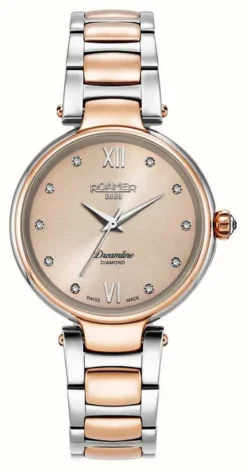 Roamer Women's | Dreamline | Diamond Set Rose Gold Dial | Two Tone Steel Bracelet|