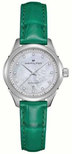 Hamilton Jazzmaster Lady Auto Mother Of Pearl Green Strap