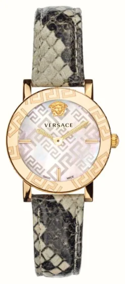 Versace GRECA GLASS | Mother Of Pearl Dial | Elephe Leather Strap