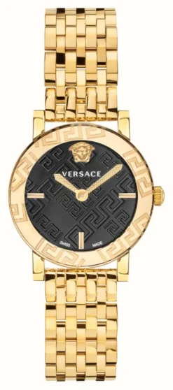 Versace GRECA GLASS | Black Dial | Gold PVD Steel Bracelet