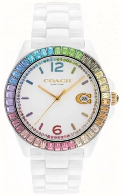 Coach Greyson Ceramic Rainbow Bezel Watch