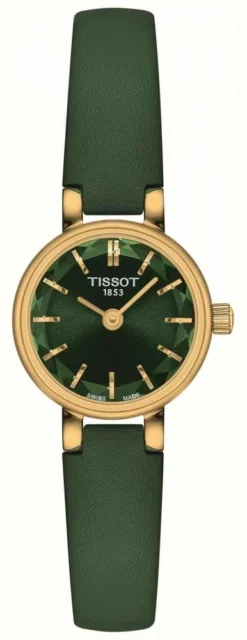 Tissot Women's Lovely | Green Facetted Dial | Green Leather Strap