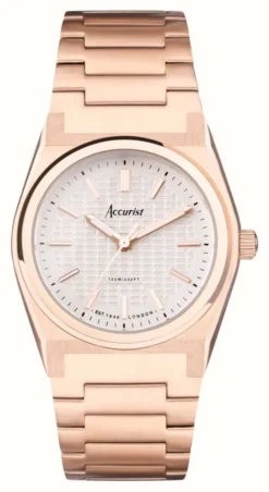 Accurist Origin Womens | White Dial | Rose Gold PVD Steel Bracelet