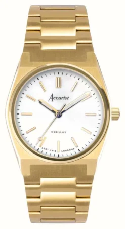 Accurist Origin Womens | White Dial | Gold PVD Steel Bracelet