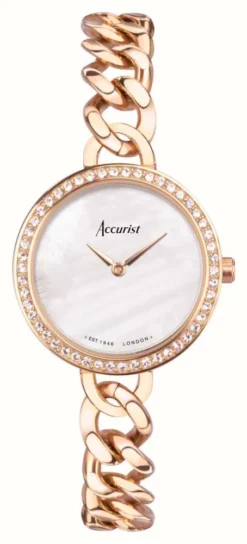 Accurist Jewellery Womens | Mother Of Pearl Dial | Rose Gold PVD Steel Bracelet