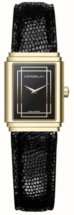 Herbelin Art Deco | Black Dial | Black Leather Strap