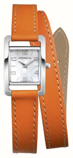 Herbelin V Avenue | Mother-of-Pearl Dial | Orange Leather Strap