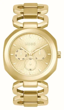 HUGO Women's #INTENSE | Gold Dial | Gold Stainless Steel Bracelet