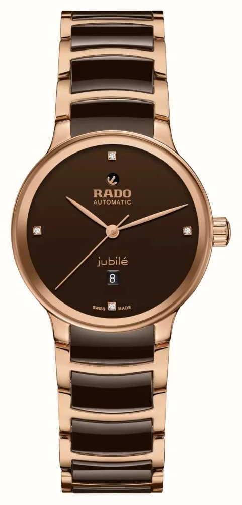 RADO Centrix Jubilé Automatic Diamonds | Brown Dial | Brown Ceramic & Rose Gold Stainless Steel Bracelet -Radleys Hub product115139