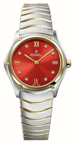 EBEL Sport Classic Lady - 8 Diamonds (29mm) Luscious Red Dial / 18K Gold & Stainless Steel