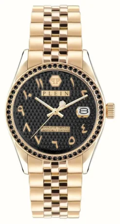Philipp Plein DATE SUPERLATIVE STREET COUTURE / Black Dial Gold PVD Steel