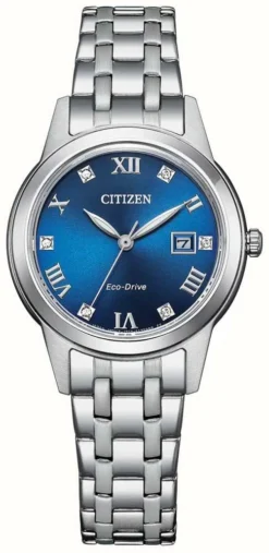 Citizen Women's Silhouette Crystal Eco-Drive Blue Dial Stainless Steel Bracelet