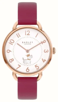 Radley Royal Radley White Dial / Dark Rose Pink Leather Strap