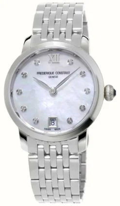 Frederique Constant Women's Classic Slimline (30mm) Mother-of-Pearl Dial / Stainless Steel Bracelet