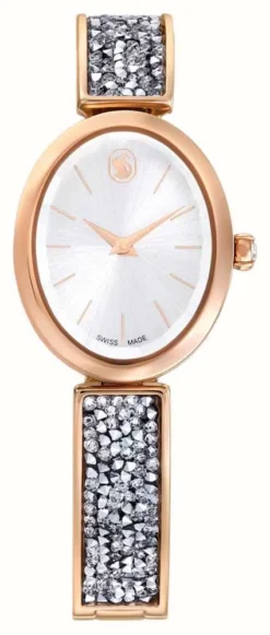 Swarovski Crystal Rock (26mm) Silver Dial / Silver Crystal & Rose Gold PVD Stainless Steel