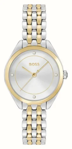 BOSS Mae (30mm) Silver Dial / Two Tone Gold And Stainless Steel Bracelet