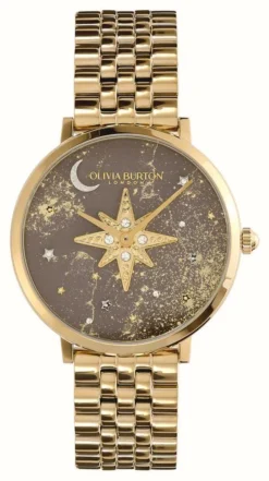 Olivia Burton Celestial Nova Celestial Grey Dial / Gold-Tone Stainless Steel Bracelet