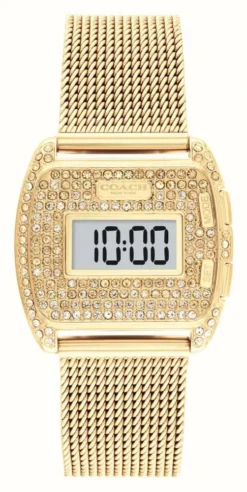 Coach Women's Darcy (30mm) Digital Dial / Gold Stainless Steel Mesh Bracelet