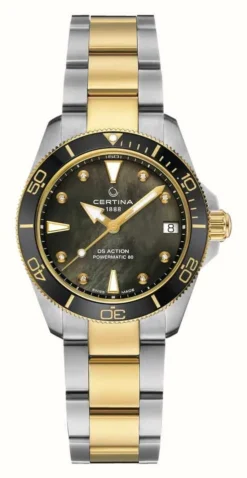 Certina DS Action Lady Powermatic 80 (34.5mm) Black Mother Of Pearl Dial / Two-Tone Stainless Steel