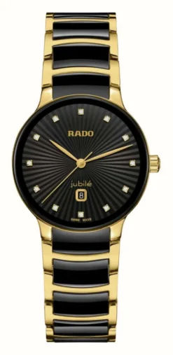 RADO Centrix Diamond (30.5mm) Black Dial / Black High-Tech Ceramic & Gold PVD Stainless Steel