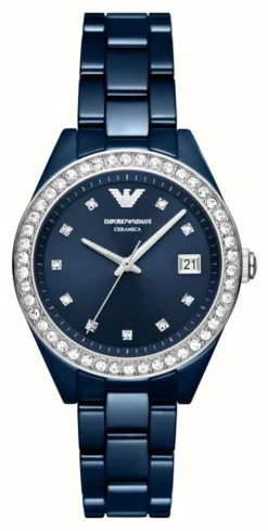 Emporio Armani Women's (36mm) Blue Dial / Blue Ceramic Bracelet