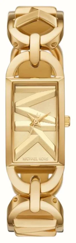 Michael Kors MK Empire (30mm) Gold Rectangular Dial / Gold-Tone Stainless Steel Chain Bracelet
