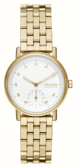 Skagen Kuppel Lille (32mm) White Dial / Gold-Tone Stainless Steel Bracelet