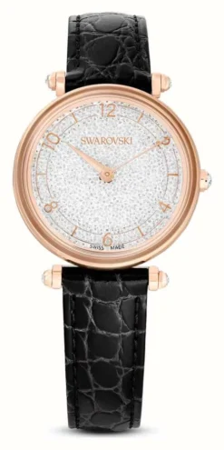 Swarovski Crystalline Wonder (35mm) Silver Dial / Black Leather