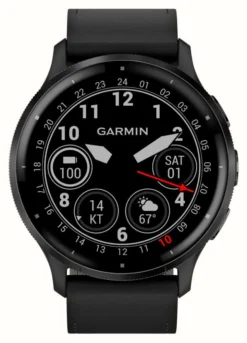 Garmin Venu 3 (45mm) Slate Stainless Steel Bezel / Black Leather Strap