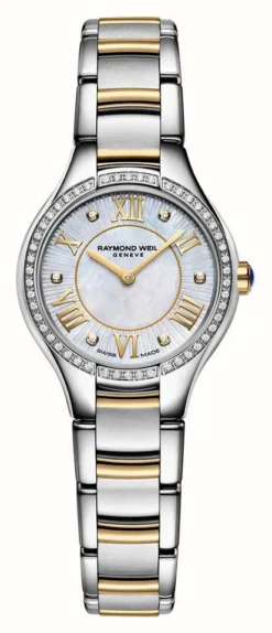 Raymond Weil Noemia Quartz (24mm) White Mother Of Pearl Diamond Set Dial / Stainless Steel And Gold PVD Bracelet