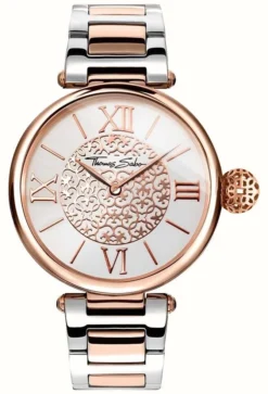 Thomas Sabo Womans Karma Two Tone Strap Silver Dial Stainless Steel