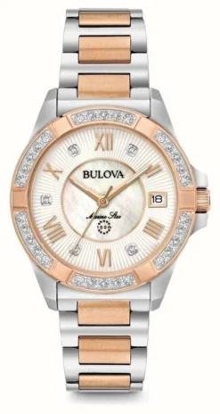 Bulova Womans Marine Star Diamond Two Tone Watch