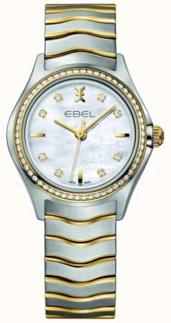 EBEL Wave Lady - 66 Diamonds (30mm) Mother Of Pearl Dial / 18K Gold & Stainless Steel