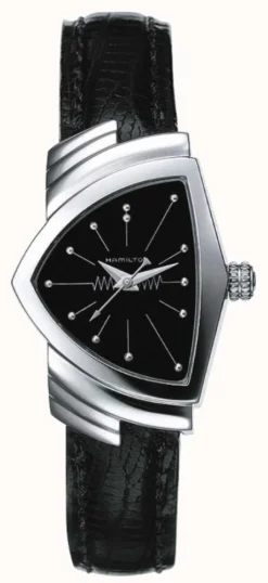 Hamilton Women's Ventura Stainless Steel And Black Leather Watch