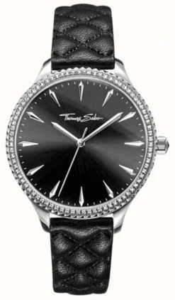 Thomas Sabo Women's Rebel At Heart Watch Black Leather Strap Black Dial