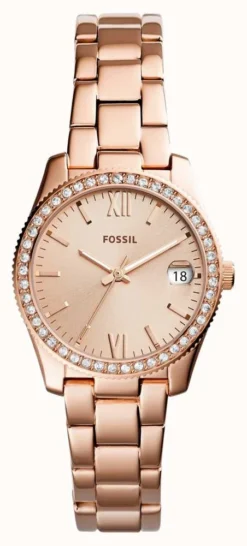 Fossil Women's Scarlette | Rose Gold Dial | Crystal Set | Rose Gold Stainless Steel Bracelet