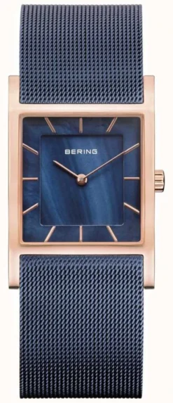 Bering Blue Mesh Bracelet Blue Mother Of Pearl Dial