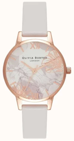 Olivia Burton | Women's | Abstract Florals | Blush Leather Strap |