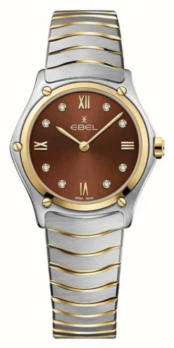 EBEL Sport Classic Mini - 61 Diamonds (24mm) Brown Dial / 18K Gold & Stainless Steel