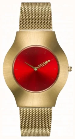 STORM | New Ion Mesh Gold Red | Gold Mesh Bracelet | Red Dial |