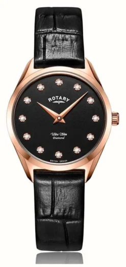 Rotary Ultra Slim Women's Rose Gold Diamond Watch