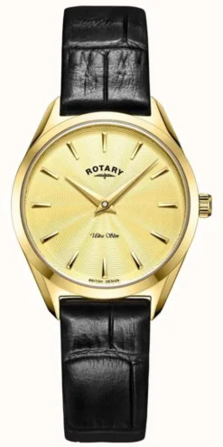 Rotary Ultra Slim Women's Gold Leather Watch