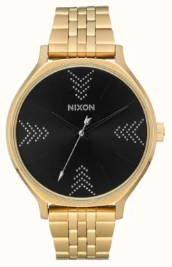 Nixon Clique | Gold / Black / Silver | Gold IP Steel Bracelet | Black Dial
