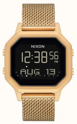 Nixon Siren Milanese | All Gold | Digital | Gold IP Steel Mesh Bracelet