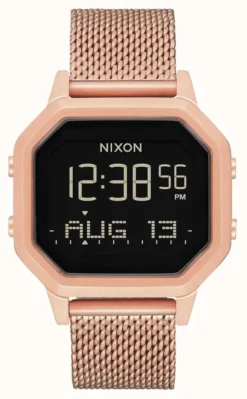 Nixon Siren Milanese | All Rose Gold | Digital | Rose Gold IP Steel Mesh |