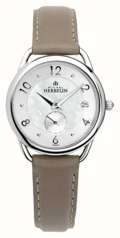 Herbelin Equinoxe | Women's Brown Leather Strap | Mother Of Pearl
