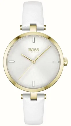 BOSS | Majesty | Women's | White Leather Strap | White Dial |