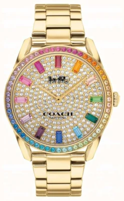 Coach Women's Preston | Gold Plated Steel Bracelet | Crystal Set Dial