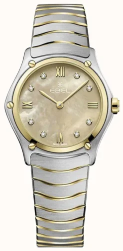 EBEL Sport Classic - 8 Diamonds (29mm) Beige Mother Of Pearl Dial / 18K Gold & Stainless Steel
